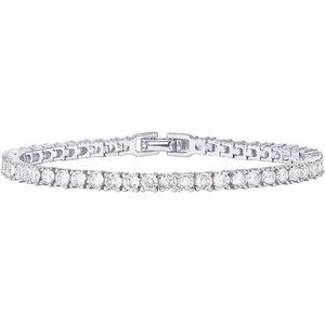 14K White Gold Plated 3mm Cubic Zirconia Classic Tennis Bracelet Womens